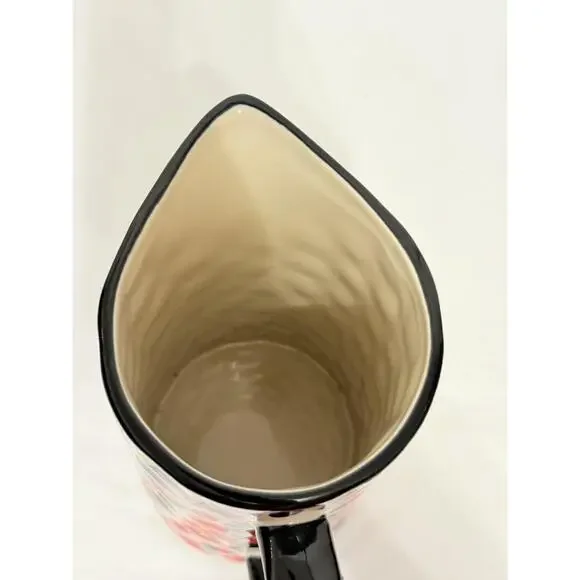 Floral Multi Colored Tall Ceramic Black Handle U Only Blueberry Pitcher - Picture 6 of 9